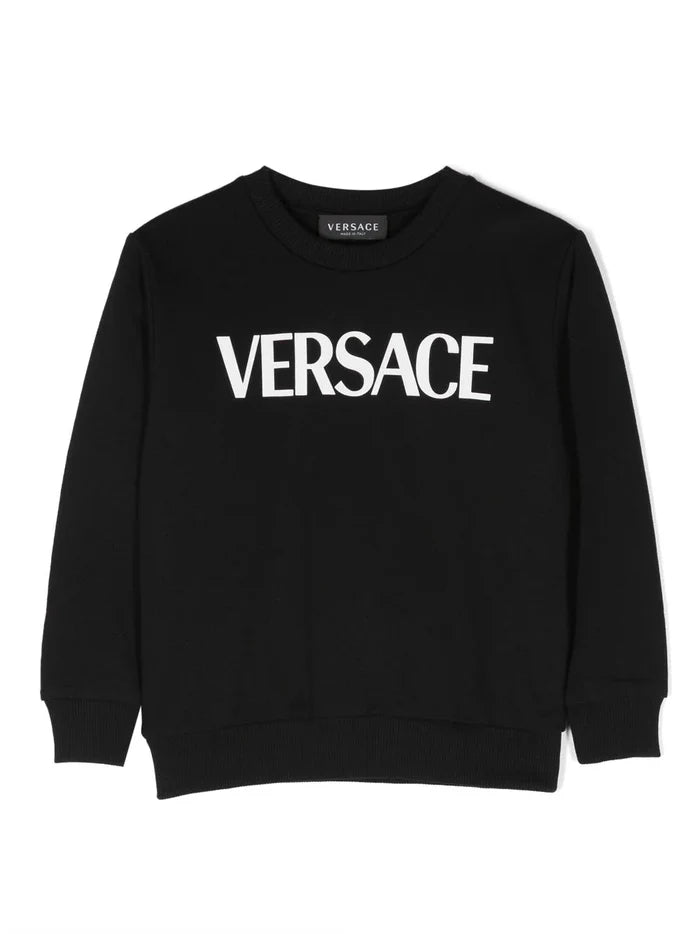 VERSACE KIDS Boys Logo-print Sweatshirt Black/White - MAISONDEFASHION.COM