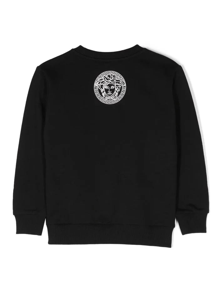 VERSACE KIDS Boys Logo-print Sweatshirt Black/White - MAISONDEFASHION.COM
