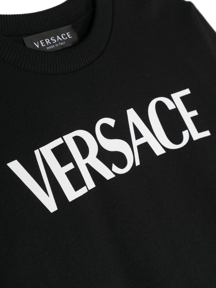 VERSACE KIDS Boys Logo-print Sweatshirt Black/White - MAISONDEFASHION.COM