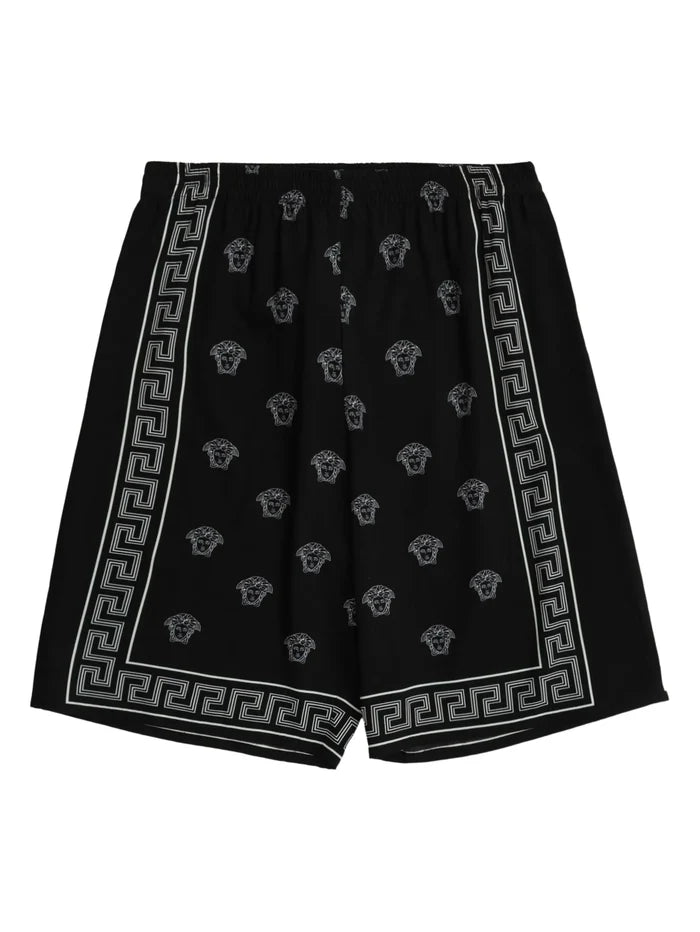 VERSACE KIDS Boys Medusa Bandana Bermuda Shorts Black - MAISONDEFASHION.COM