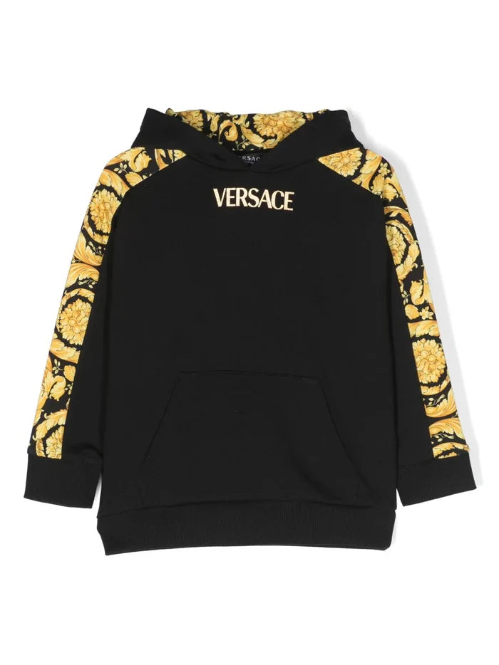 VERSACE KIDS Boys Medusa-print Fleece Hoodie Black/Gold - MAISONDEFASHION.COM