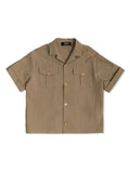 VERSACE KIDS Boys Seersucker Shirt Brown - MAISONDEFASHION.COM