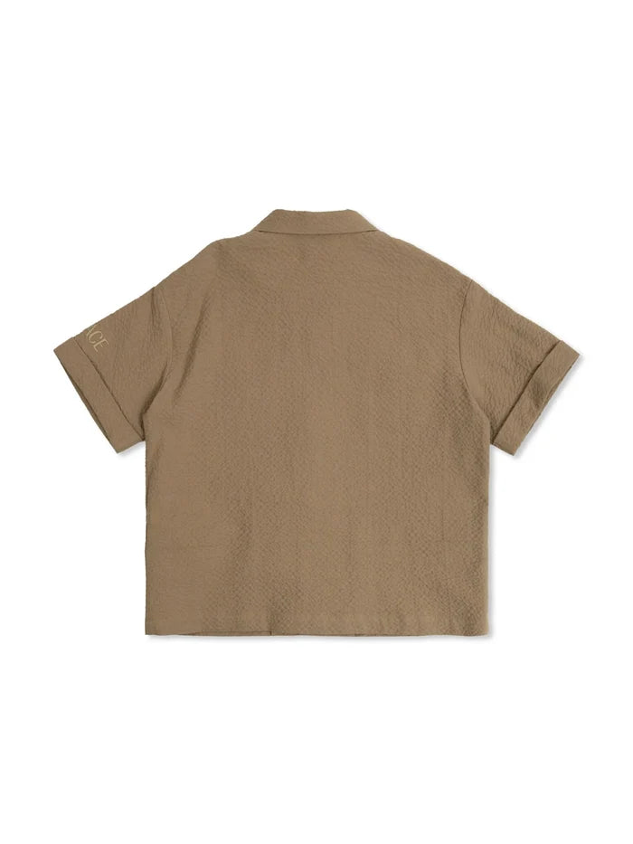 VERSACE KIDS Boys Seersucker Shirt Brown - MAISONDEFASHION.COM