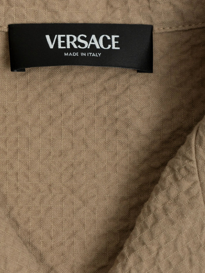 VERSACE KIDS Boys Seersucker Shirt Brown - MAISONDEFASHION.COM