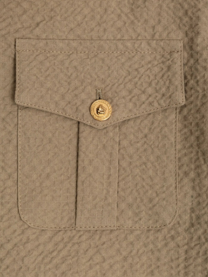 VERSACE KIDS Boys Seersucker Shirt Brown - MAISONDEFASHION.COM