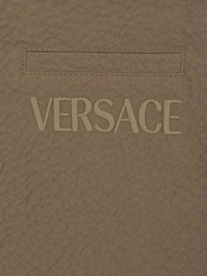 VERSACE KIDS Boys Seersucker Shorts Sand - MAISONDEFASHION.COM