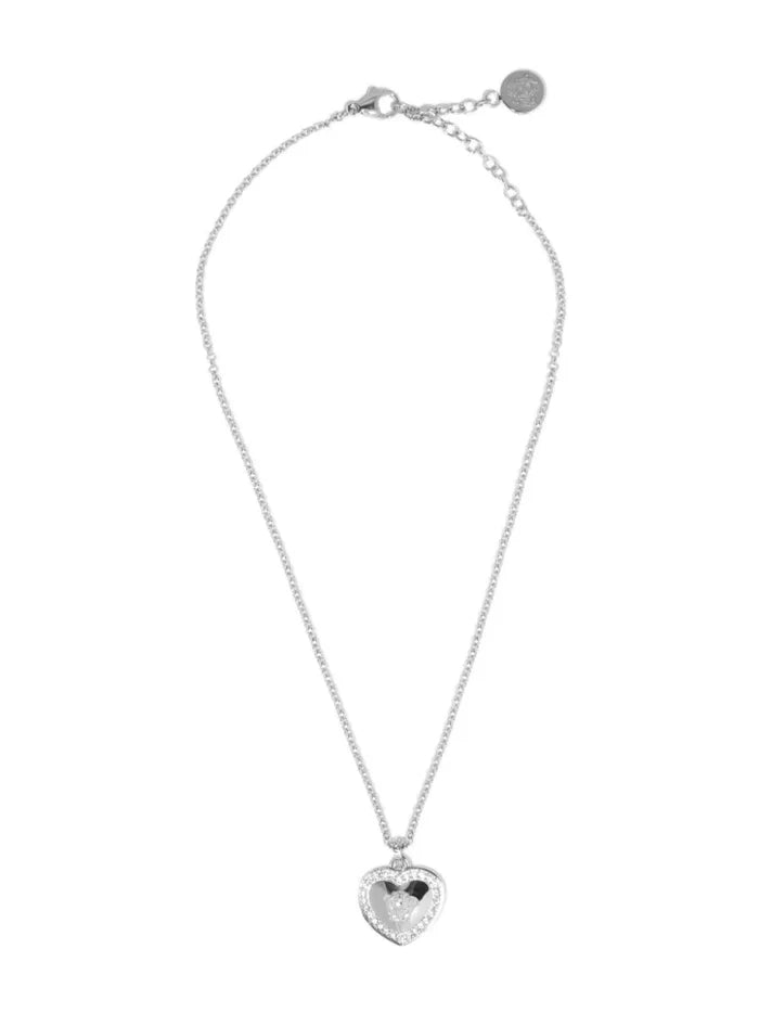 VERSACE KIDS Crystal Heart Necklace Silver - MAISONDEFASHION.COM