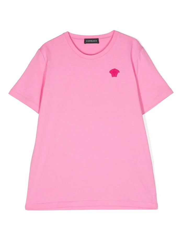 VERSACE KIDS Embroidered Medusa Head T-shirt Pink - MAISONDEFASHION.COM