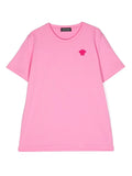 VERSACE KIDS Embroidered Medusa Head T-shirt Pink - MAISONDEFASHION.COM