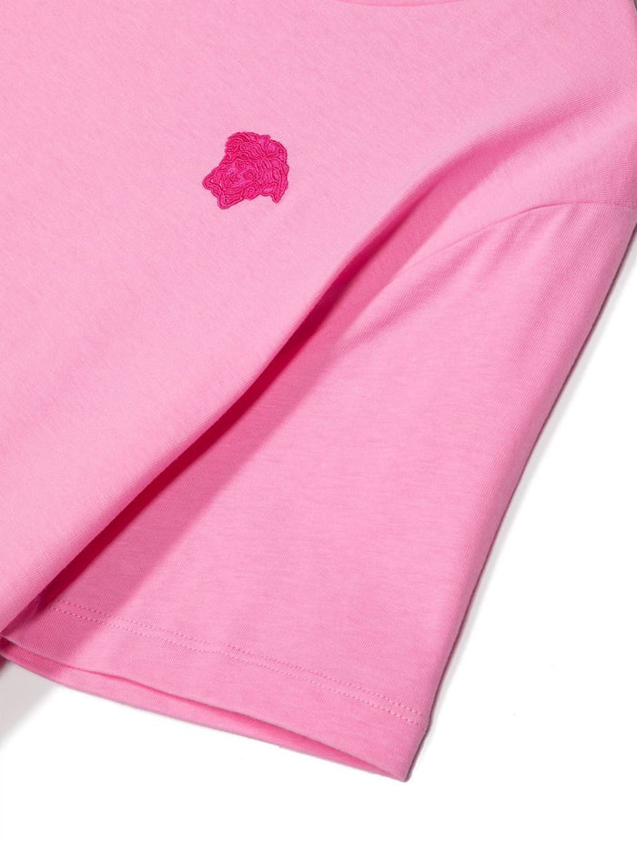 VERSACE KIDS Embroidered Medusa Head T-shirt Pink - MAISONDEFASHION.COM