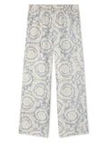 VERSACE KIDS Girls Barocco Silk Track Pants Light Grey - MAISONDEFASHION.COM