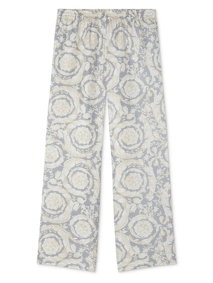 VERSACE KIDS Girls Barocco Silk Track Pants Light Grey - MAISONDEFASHION.COM