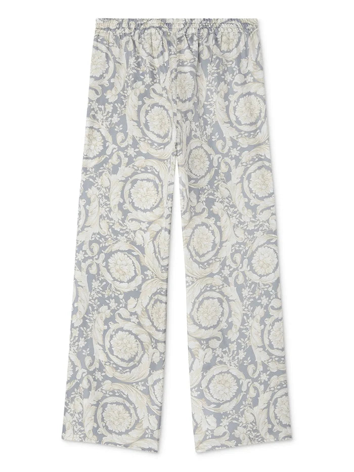 VERSACE KIDS Girls Barocco Silk Track Pants Light Grey - MAISONDEFASHION.COM