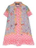 VERSACE KIDS Girls Butterflies Silk Dress Pink/Multicolour - MAISONDEFASHION.COM
