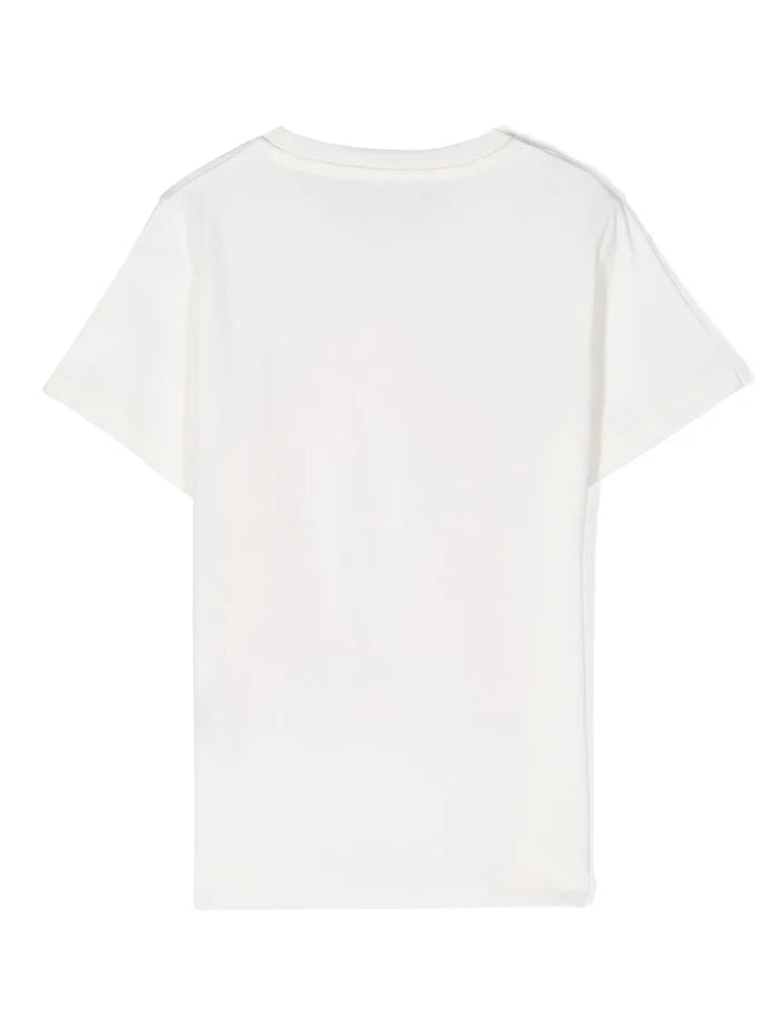 VERSACE KIDS Girls Cartouche Print T-Shirt White/Pink - MAISONDEFASHION.COM