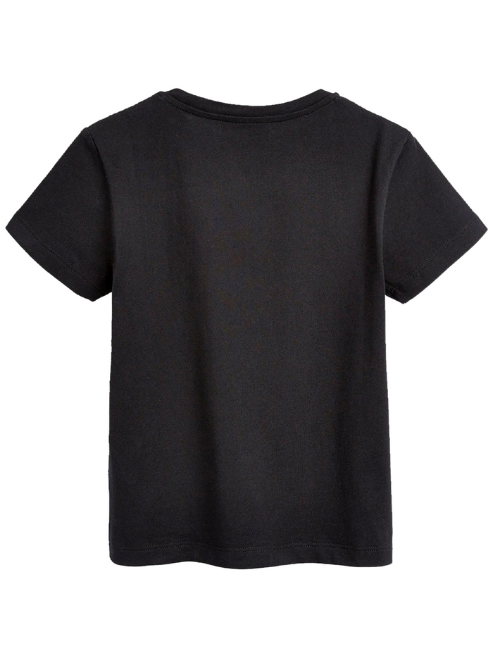 VERSACE KIDS Girls Crew Neck Logo T-shirt Black - MAISONDEFASHION.COM