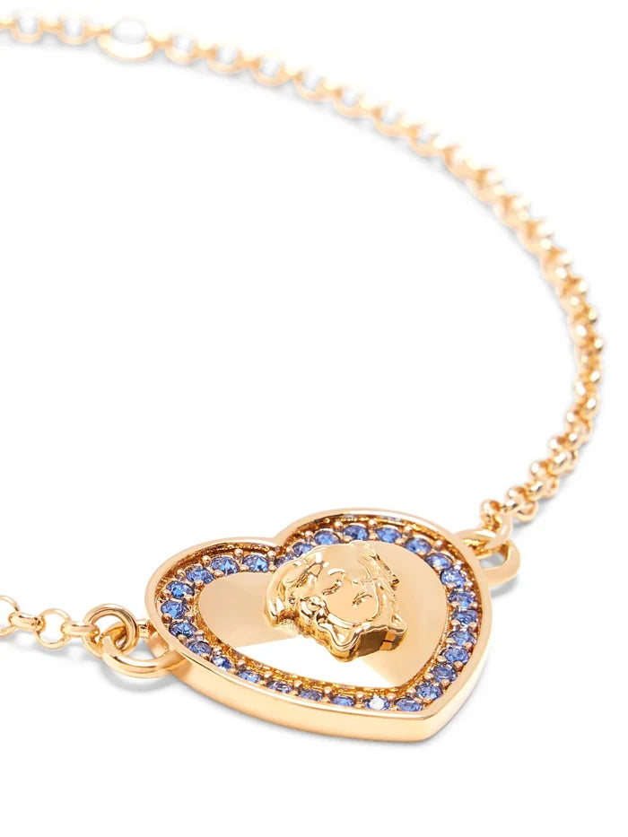 VERSACE KIDS Girls Crystal Heart Medusa Bracelet Gold - MAISONDEFASHION.COM