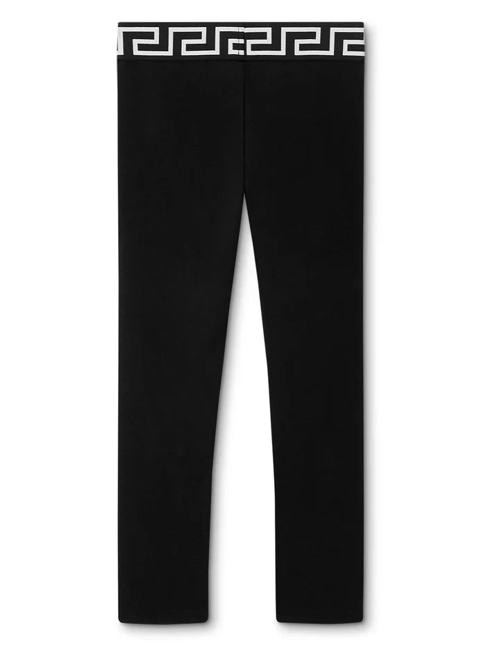 VERSACE KIDS Girls Greca Print Leggings Black/White - MAISONDEFASHION.COM