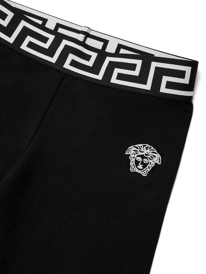 VERSACE KIDS Girls Greca Print Leggings Black/White - MAISONDEFASHION.COM
