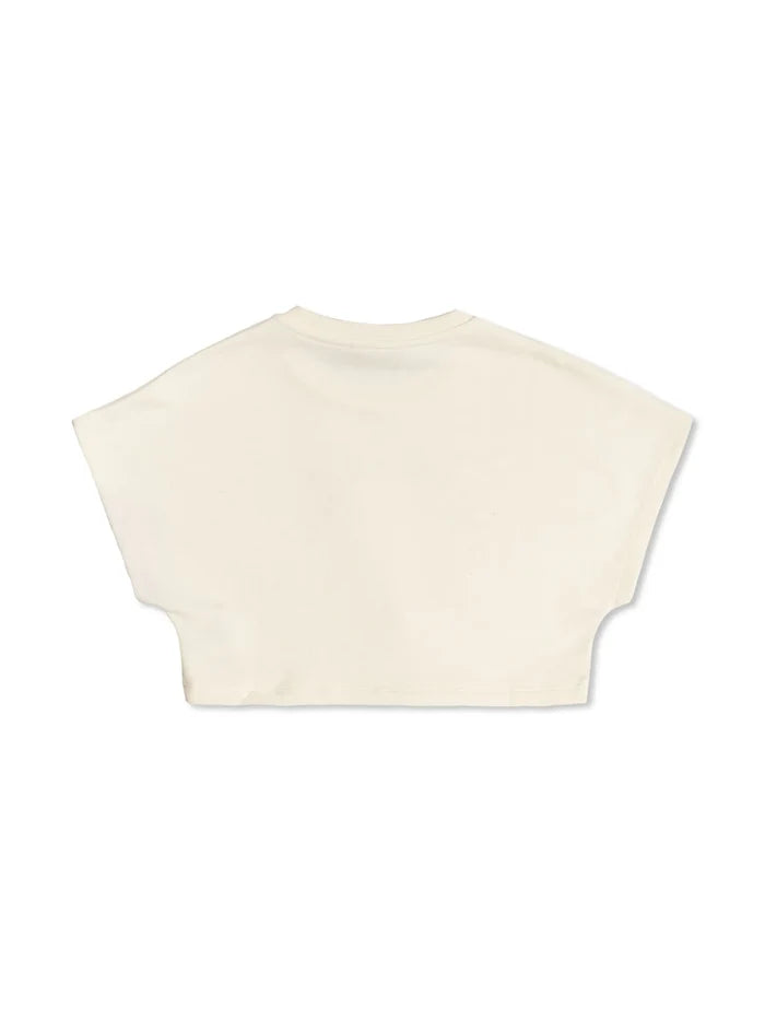 VERSACE KIDS Girls Logo Cut-Out Crewneck T-Shirt White - MAISONDEFASHION.COM