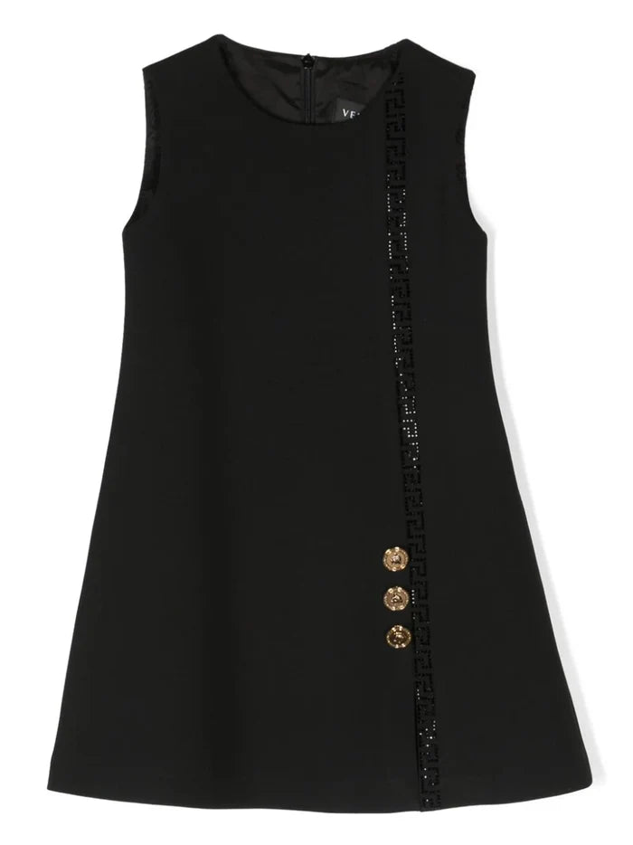 VERSACE KIDS Girls Logo-embellished Sleeveless Dress Black - MAISONDEFASHION.COM