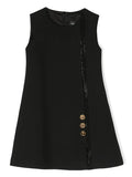 VERSACE KIDS Girls Logo-embellished Sleeveless Dress Black - MAISONDEFASHION.COM