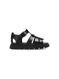 VERSACE KIDS Girls Logo Plaque Open Toe Sandals Black - MAISONDEFASHION.COM