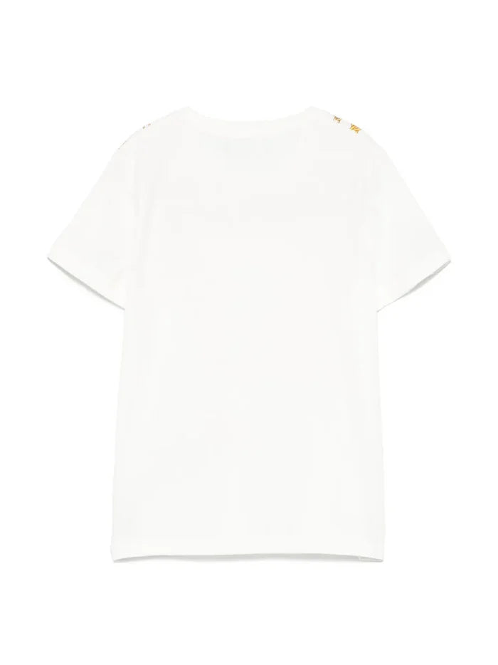 VERSACE KIDS Girls Necklace Logo T-shirt White - MAISONDEFASHION.COM