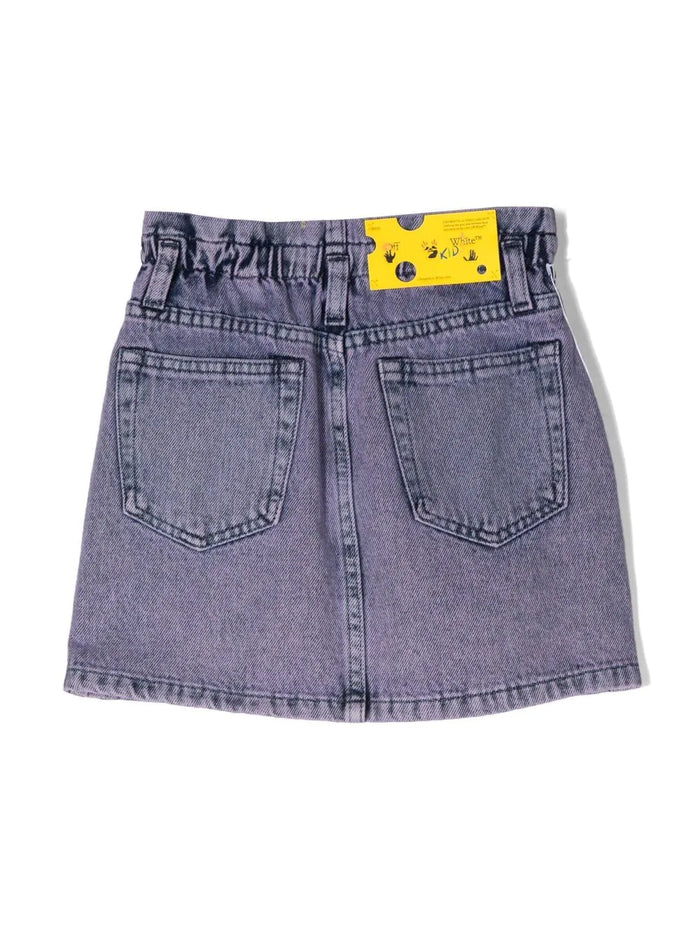 OFF-WHITE KIDS Industrial Logo Band Denim Skirt Pink/Black - MAISONDEFASHION.COM