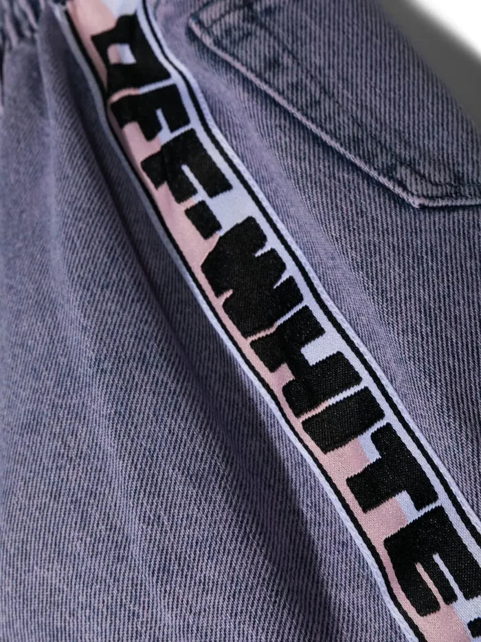OFF-WHITE KIDS Industrial Logo Band Denim Skirt Pink/Black - MAISONDEFASHION.COM