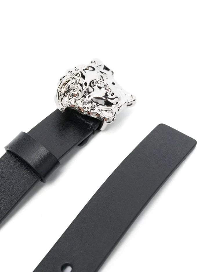 VERSACE KIDS La Medusa Leather Belt Black/Silver - MAISONDEFASHION.COM