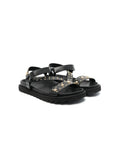 VERSACE KIDS La Medusa Studded Leather Sandals Black - MAISONDEFASHION.COM