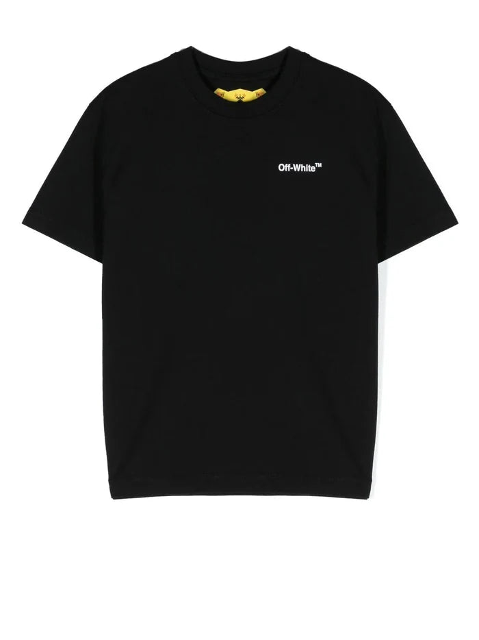 OFF-WHITE KIDS Logo Industrial Tee S/S Black Yellow - MAISONDEFASHION.COM