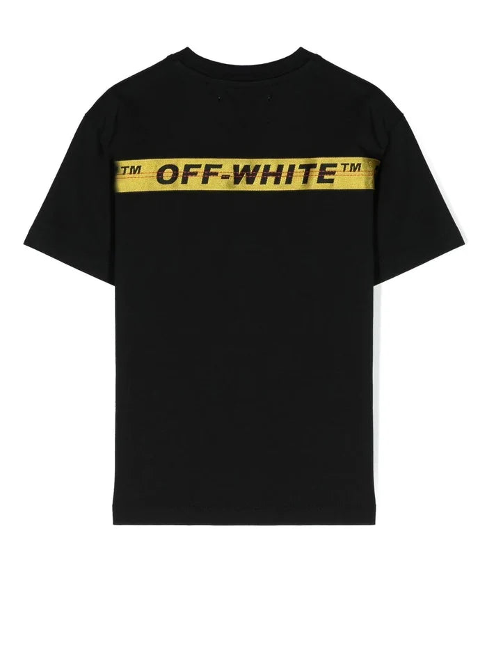 OFF-WHITE KIDS Logo Industrial Tee S/S Black Yellow - MAISONDEFASHION.COM