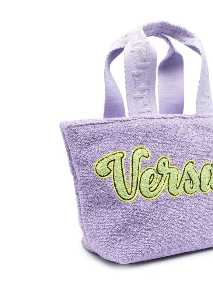 VERSACE KIDS Logo-patch Tote Bag Purple - MAISONDEFASHION.COM