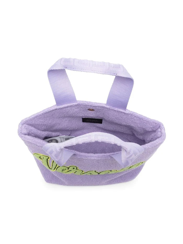 VERSACE KIDS Logo-patch Tote Bag Purple - MAISONDEFASHION.COM