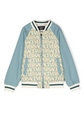 VERSACE KIDS Logo-print Bomber Jacket Blue/Multicolour - MAISONDEFASHION.COM