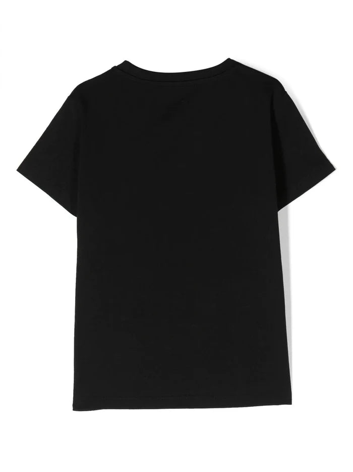 VERSACE KIDS Logo-print Princess T-shirt Black/Pink - MAISONDEFASHION.COM