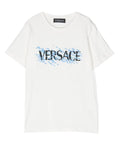 VERSACE KIDS Logo-print T-shirt White/Blue - MAISONDEFASHION.COM