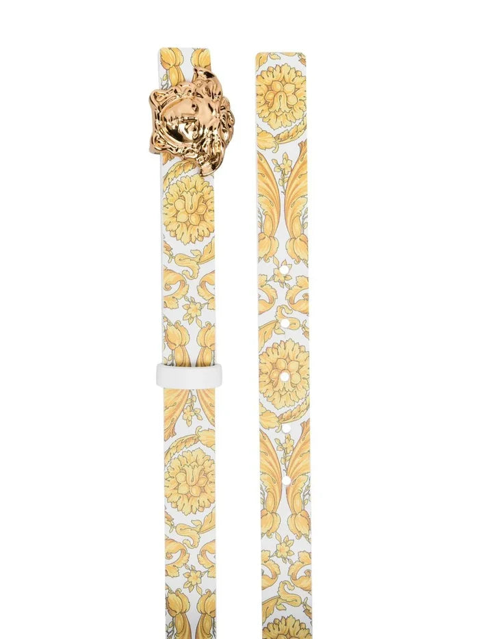 VERSACE KIDS Medusa-buckle Leather Belt White/Gold - MAISONDEFASHION.COM