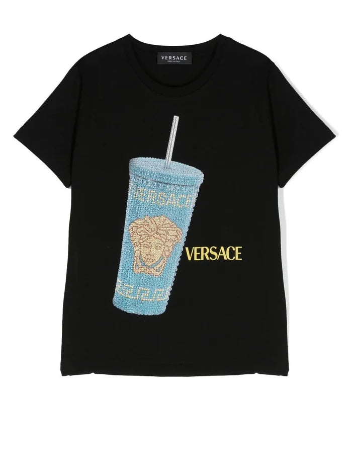 VERSACE KIDS Medusa Cup T-shirt Black/Multicolour - MAISONDEFASHION.COM
