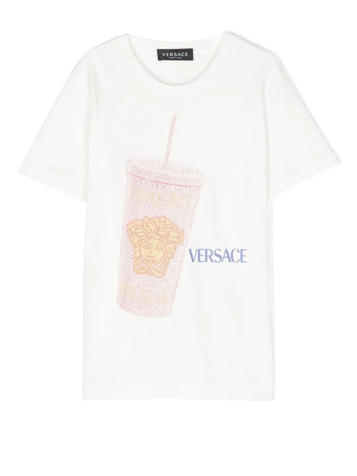 VERSACE KIDS Medusa Cup T-shirt White/Multicolour - MAISONDEFASHION.COM