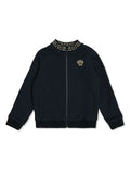 VERSACE KIDS Medusa Embroidered Knitted Track Jacket Navy - MAISONDEFASHION.COM