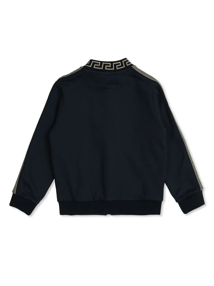 VERSACE KIDS Medusa Embroidered Knitted Track Jacket Navy - MAISONDEFASHION.COM