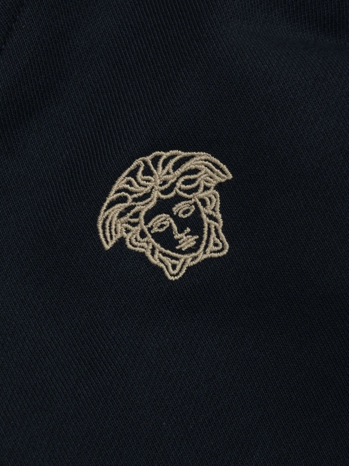VERSACE KIDS Medusa Embroidered Knitted Track Jacket Navy - MAISONDEFASHION.COM