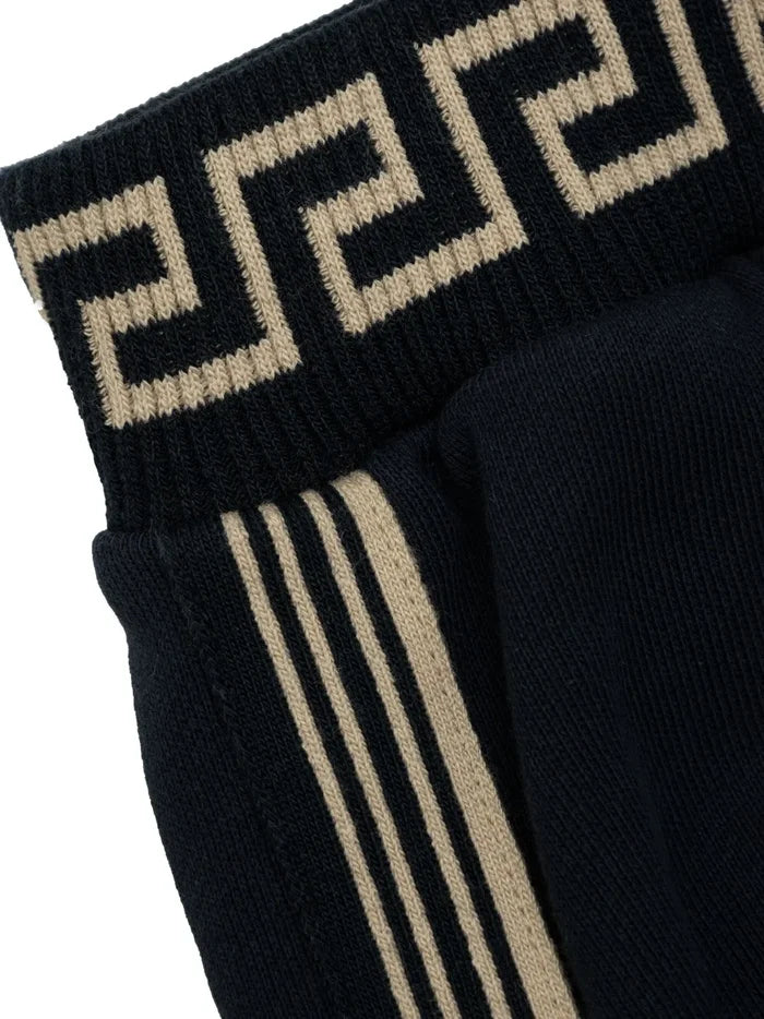 VERSACE BABY Medusa Embroidered Knitted Track Pants Navy - MAISONDEFASHION.COM