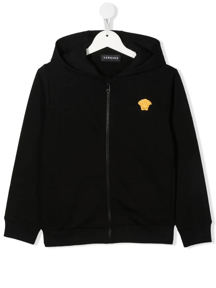 VERSACE KIDS Medusa Logo Zip Up Jacket Black - MAISONDEFASHION.COM