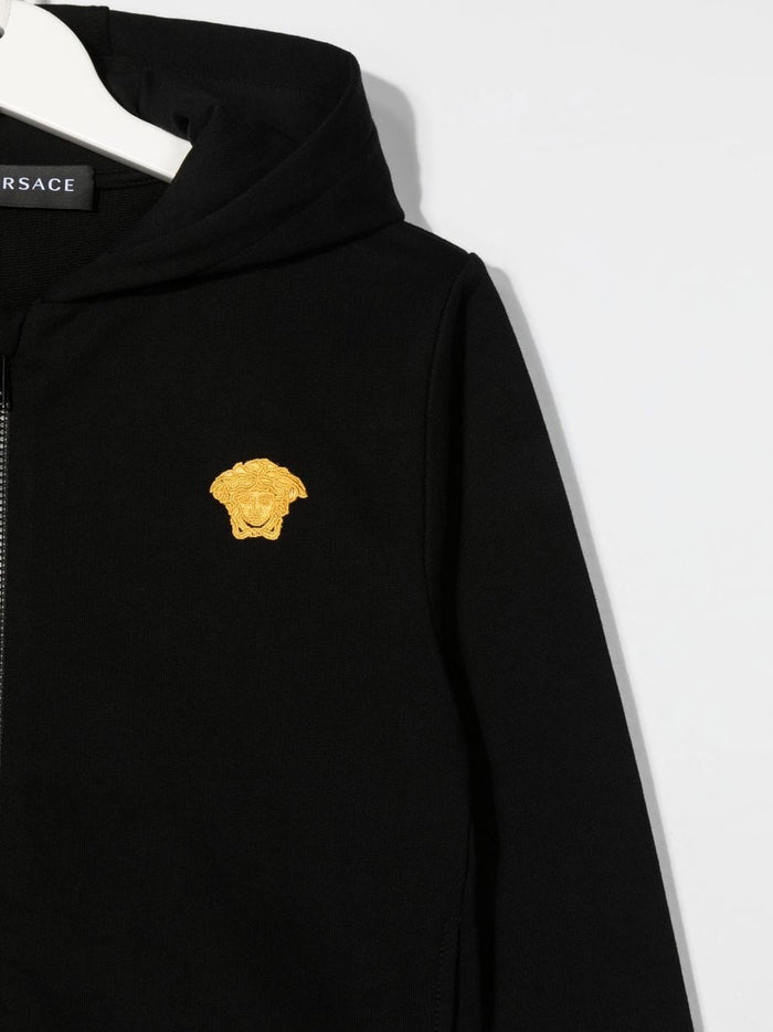 VERSACE KIDS Medusa Logo Zip Up Jacket Black - MAISONDEFASHION.COM