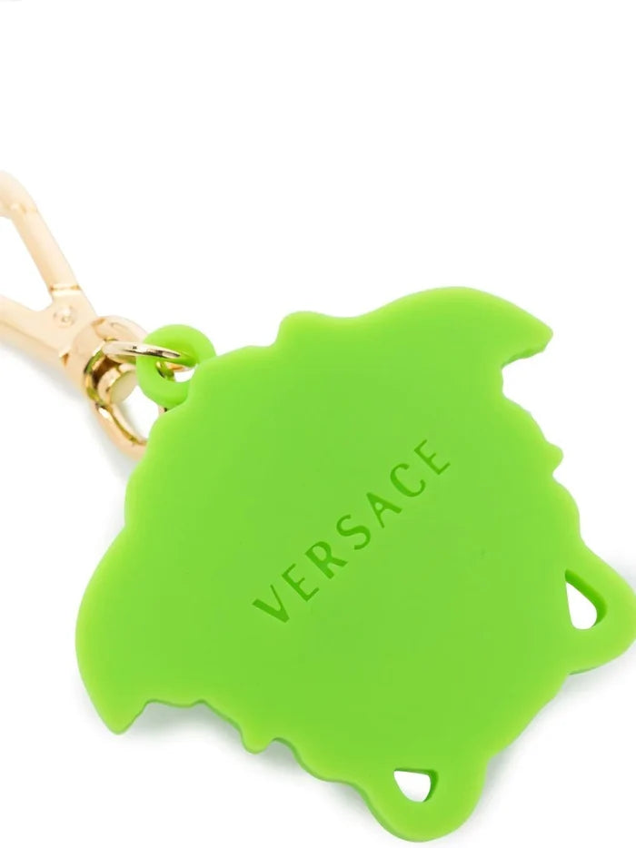 VERSACE KIDS Medusa Pendant Keyring Neon Green - MAISONDEFASHION.COM
