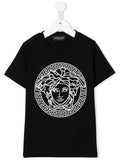 VERSACE KIDS Medusa-print Short-sleeve T-shirt Black/White - MAISONDEFASHION.COM